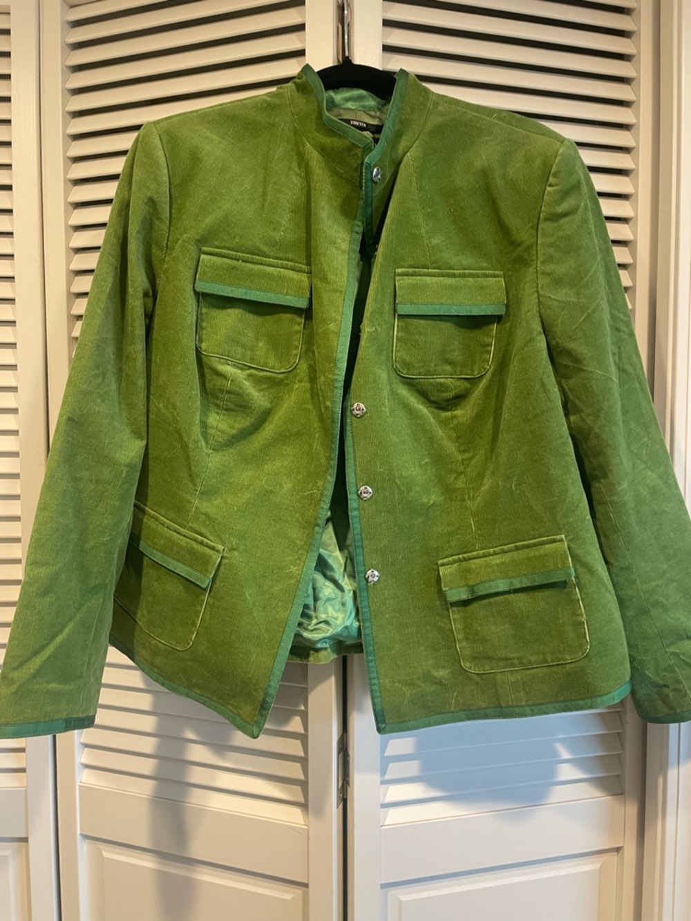 Style & Co. Bright Green Velvet Blazer, lined size 14W